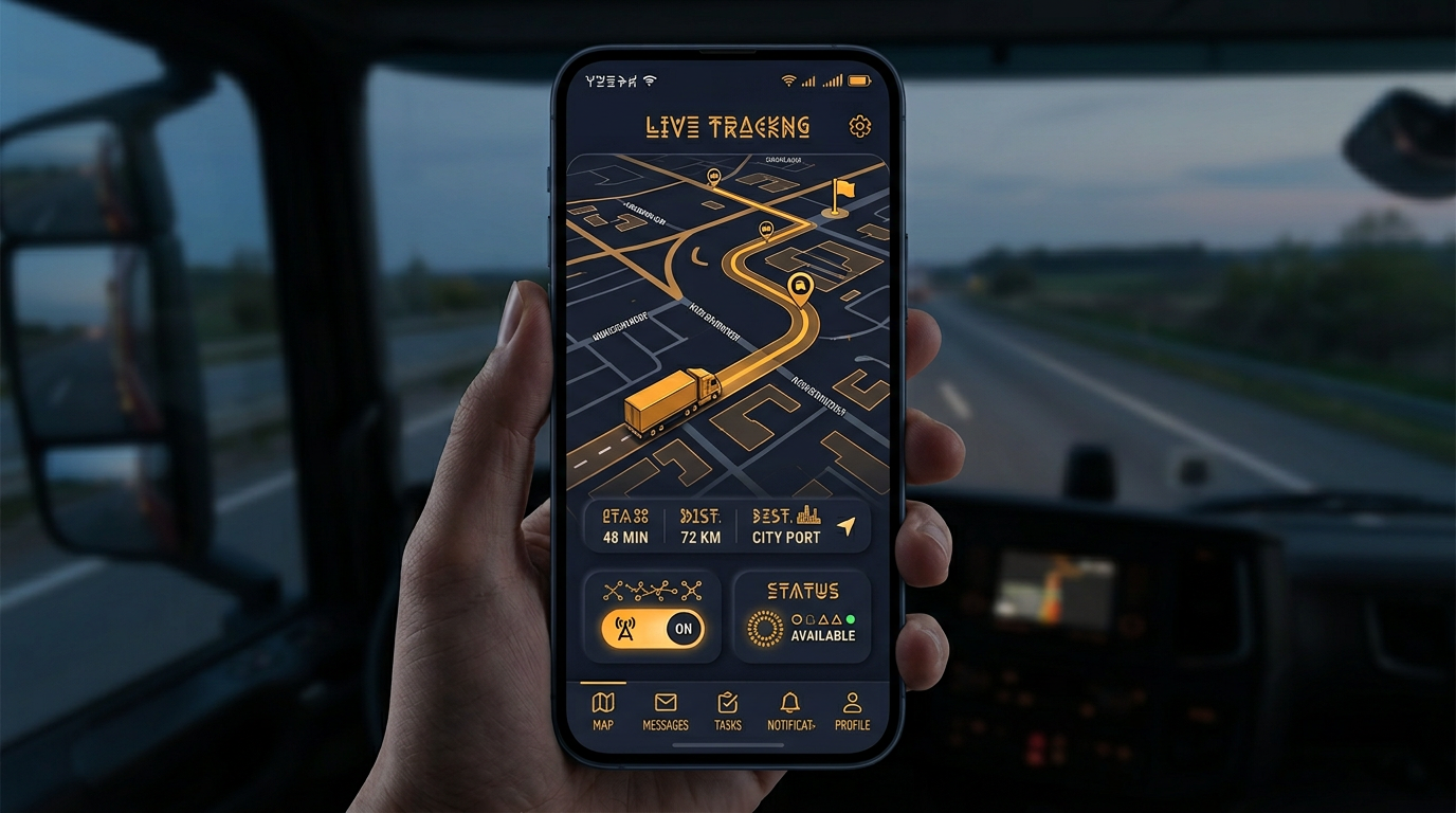 App screen concept: location sharing for dispatch