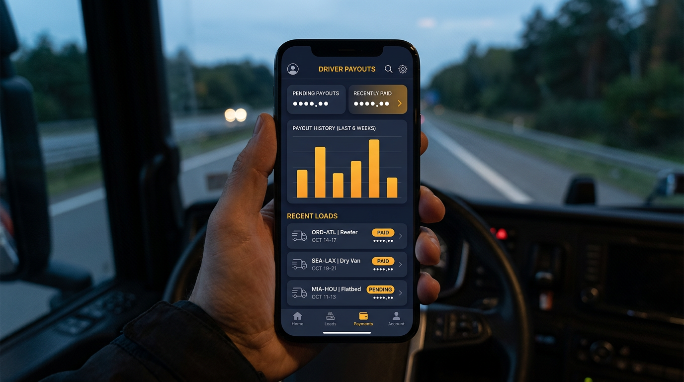 App screen concept: payment status and payout history